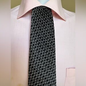 A. Testoni Black and White Handmade 100% silk tie.